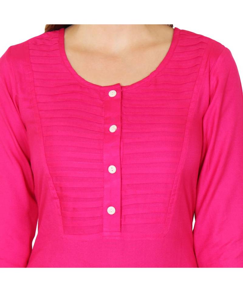 magenta printed rayon kurti