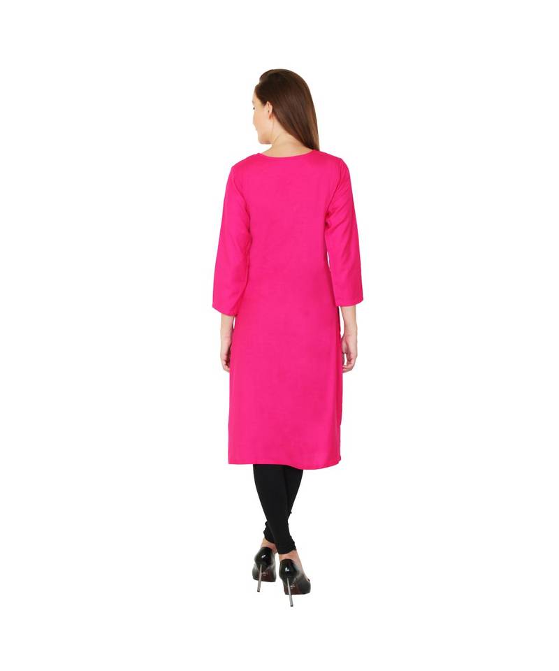 magenta printed rayon kurti