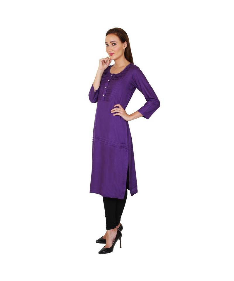 purple printed rayon kurti