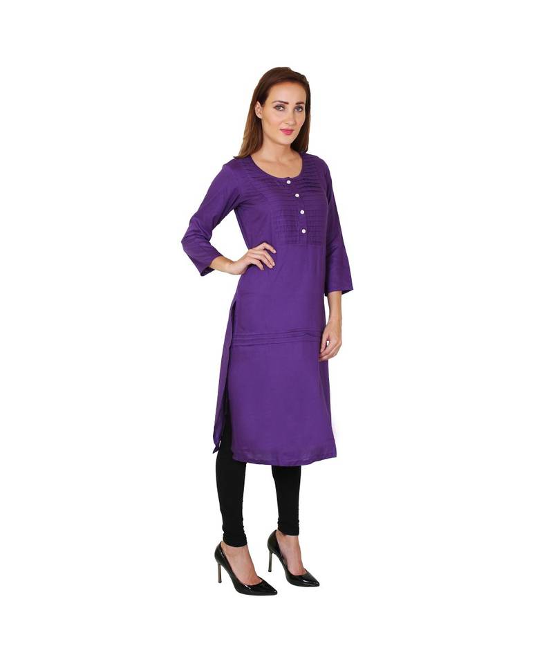 purple printed rayon kurti