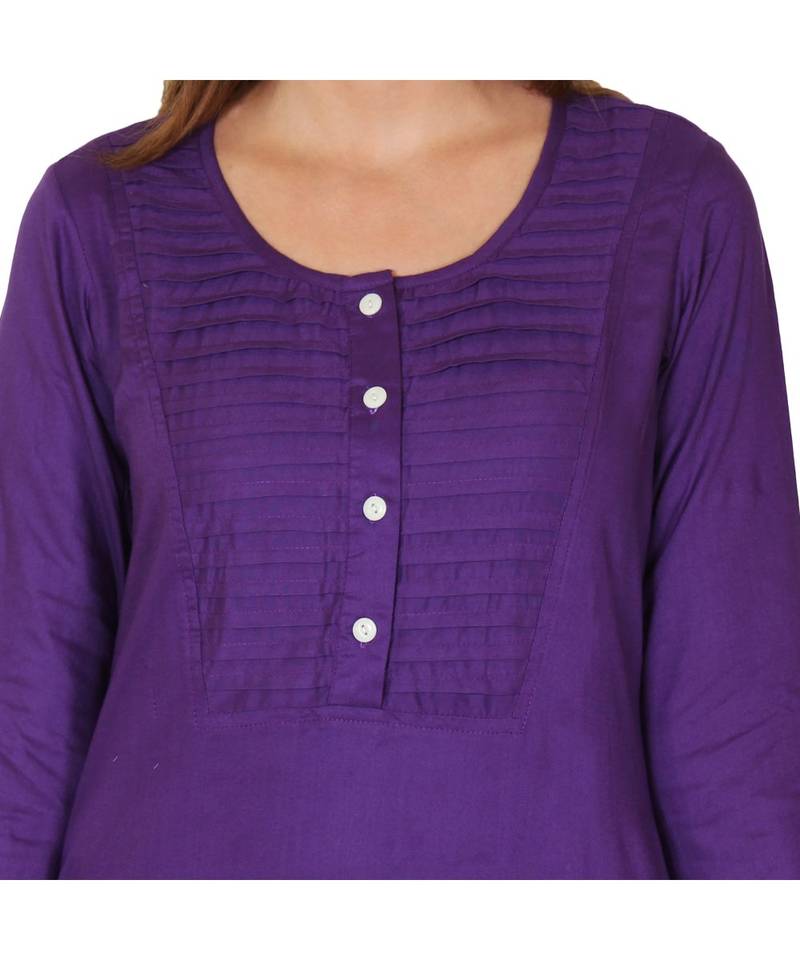 purple printed rayon kurti