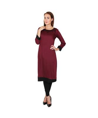 maroon printed rayon kurti 1