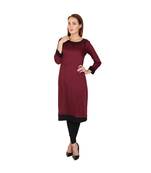 maroon printed rayon kurti