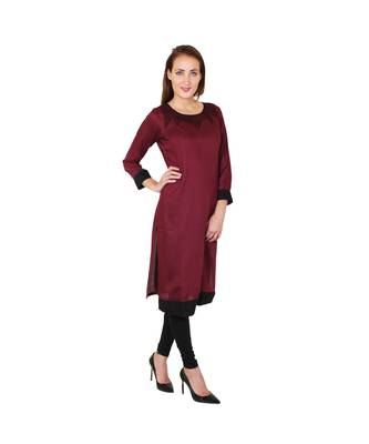maroon printed rayon kurti 3
