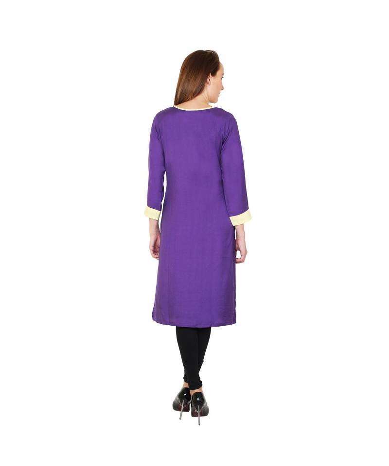 purple printed rayon kurti
