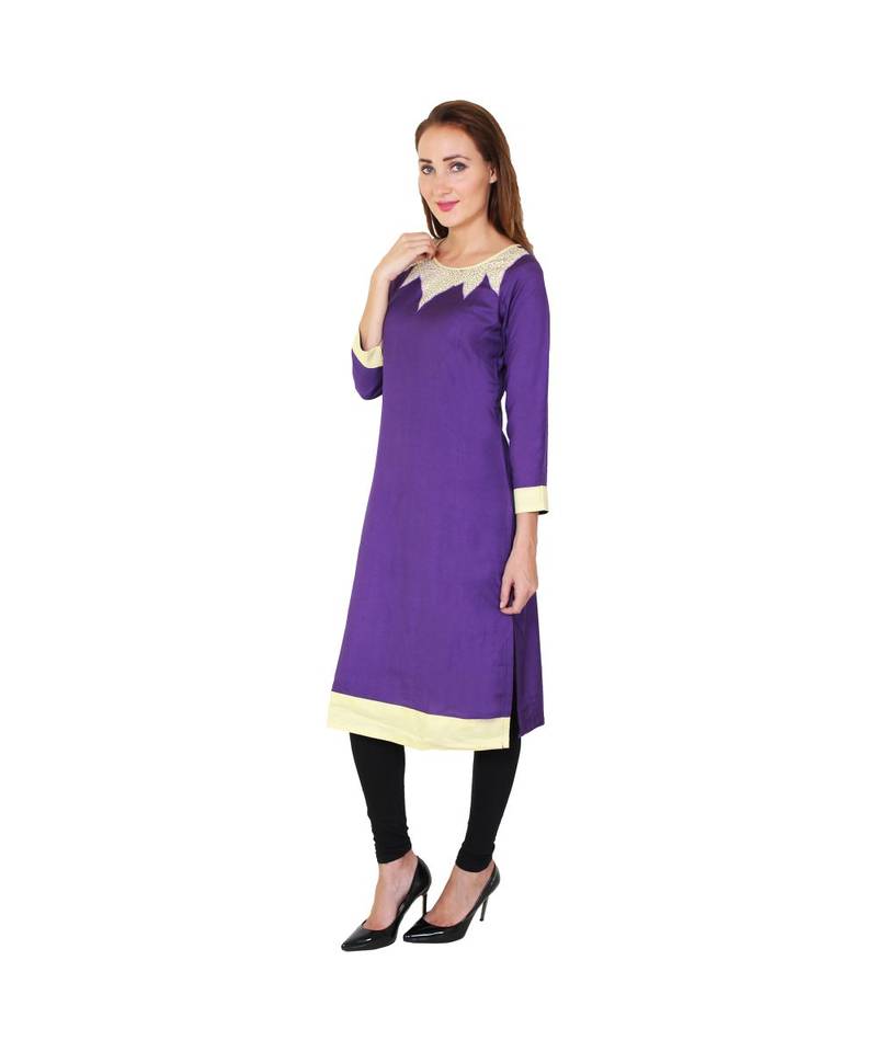 purple printed rayon kurti