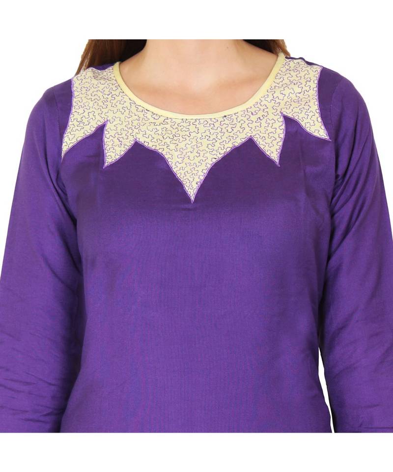 purple printed rayon kurti