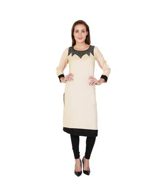 beige printed rayon kurti 1