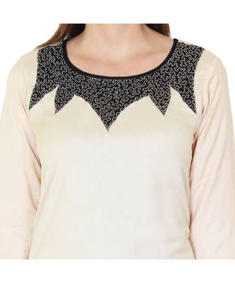 beige printed rayon kurti 3