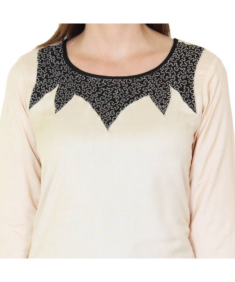 beige printed rayon kurti