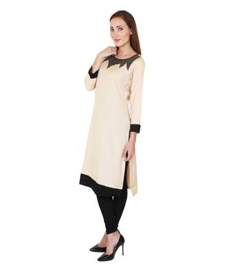 beige printed rayon kurti 4