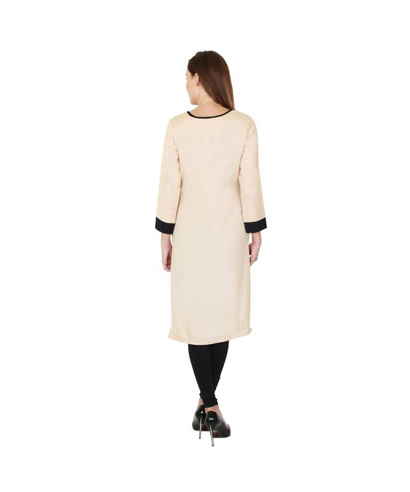 beige printed rayon kurti