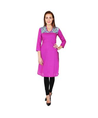 purple printed cotton kurti 1