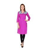 purple printed cotton kurti