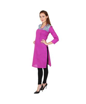 purple printed cotton kurti 2