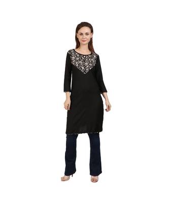 black printed rayon kurti 1