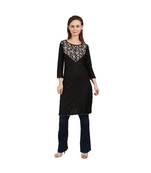 black printed rayon kurti