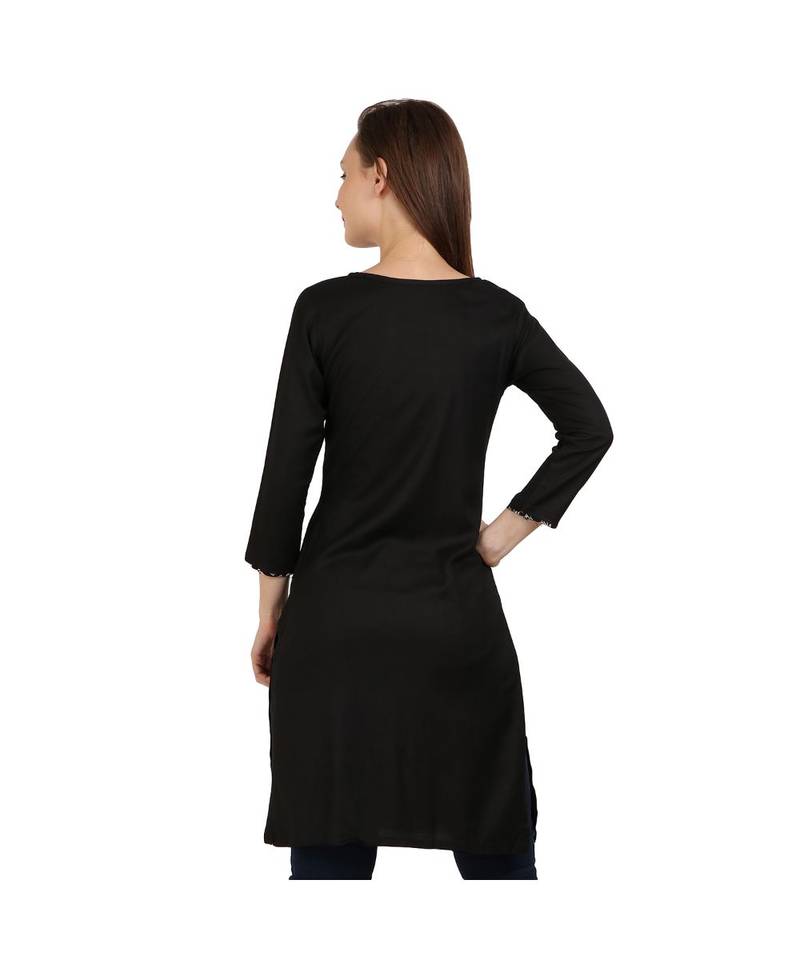 black printed rayon kurti