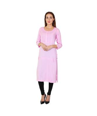 pink printed rayon kurti 1