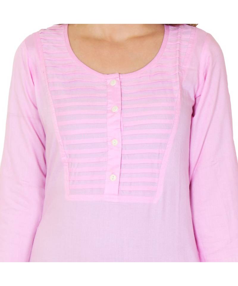 pink printed rayon kurti