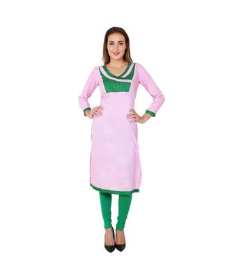 pink printed rayon kurti 1