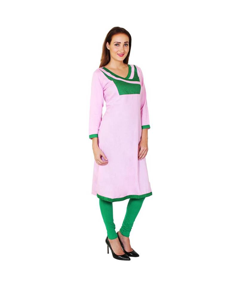 pink printed rayon kurti