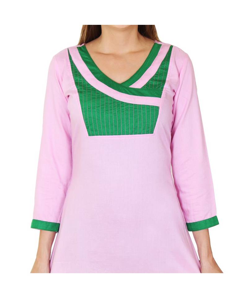 pink printed rayon kurti