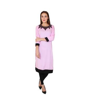 pink printed rayon kurti 1