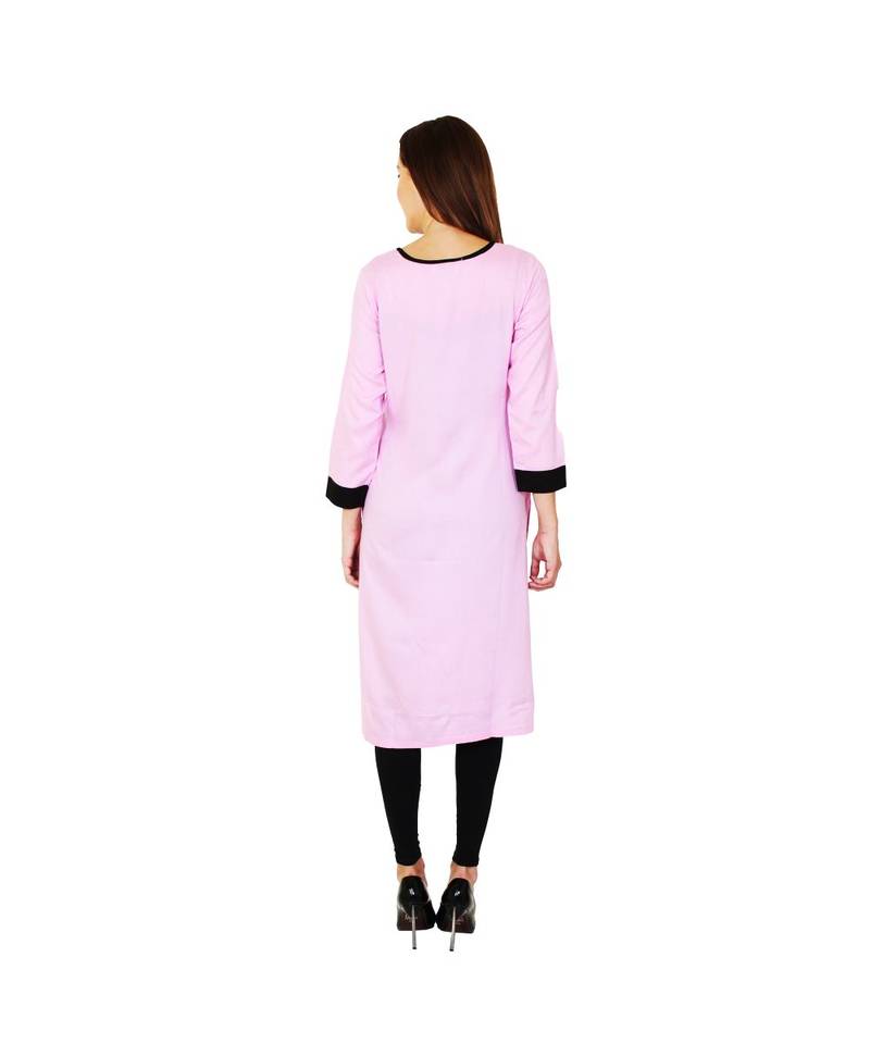 pink printed rayon kurti