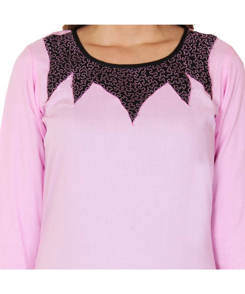 pink printed rayon kurti