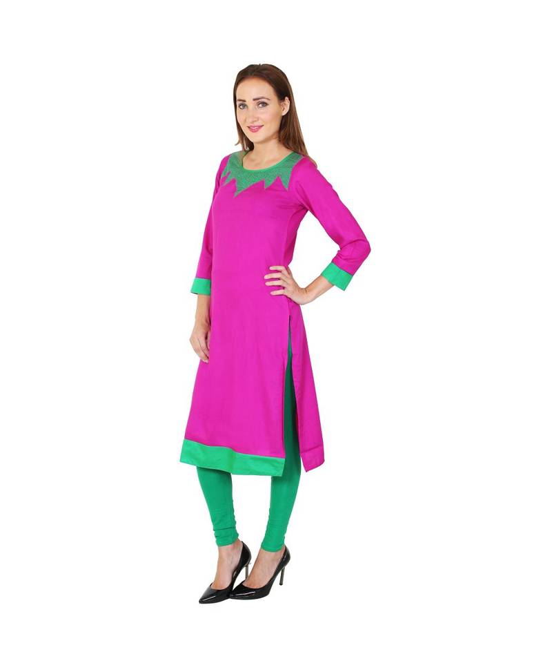 purple printed rayon kurti