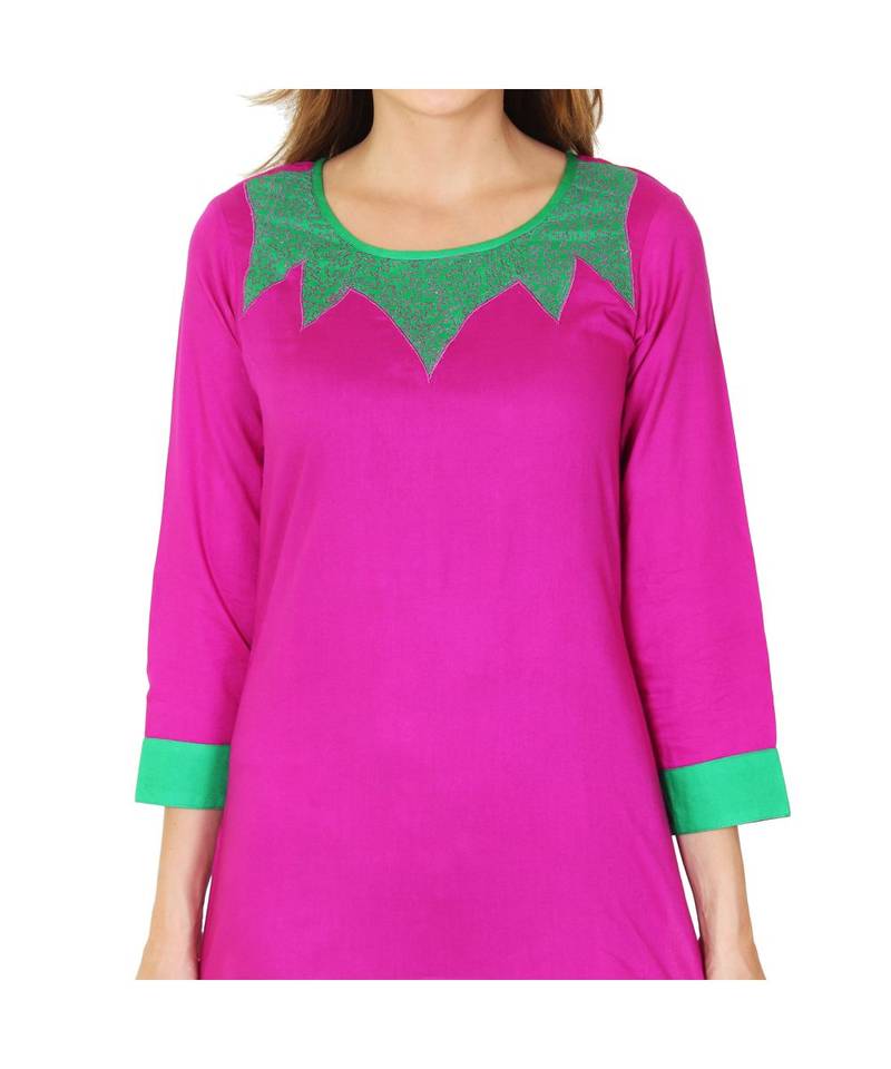 purple printed rayon kurti