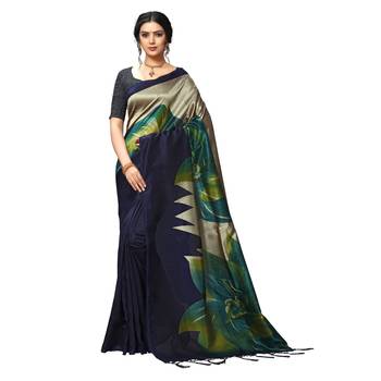 blue woven Art Silk saree with blouse 1