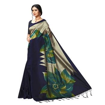 blue woven Art Silk saree with blouse 2