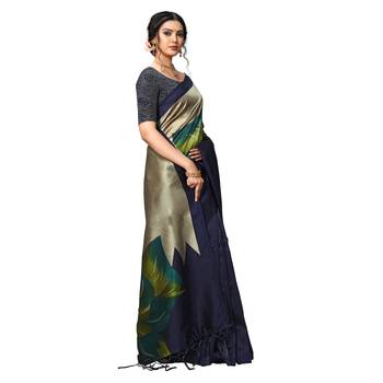 blue woven Art Silk saree with blouse 4