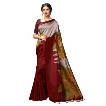 Orange woven Art Silk saree with blouse 1