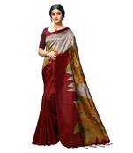 Orange woven Art Silk saree with blouse