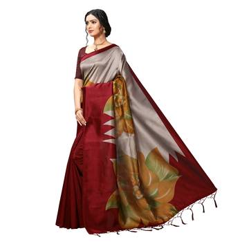Orange woven Art Silk saree with blouse 2