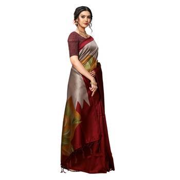 Orange woven Art Silk saree with blouse 3