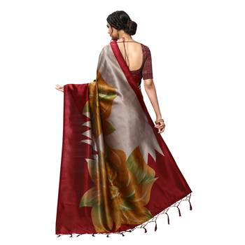 Orange woven Art Silk saree with blouse 4