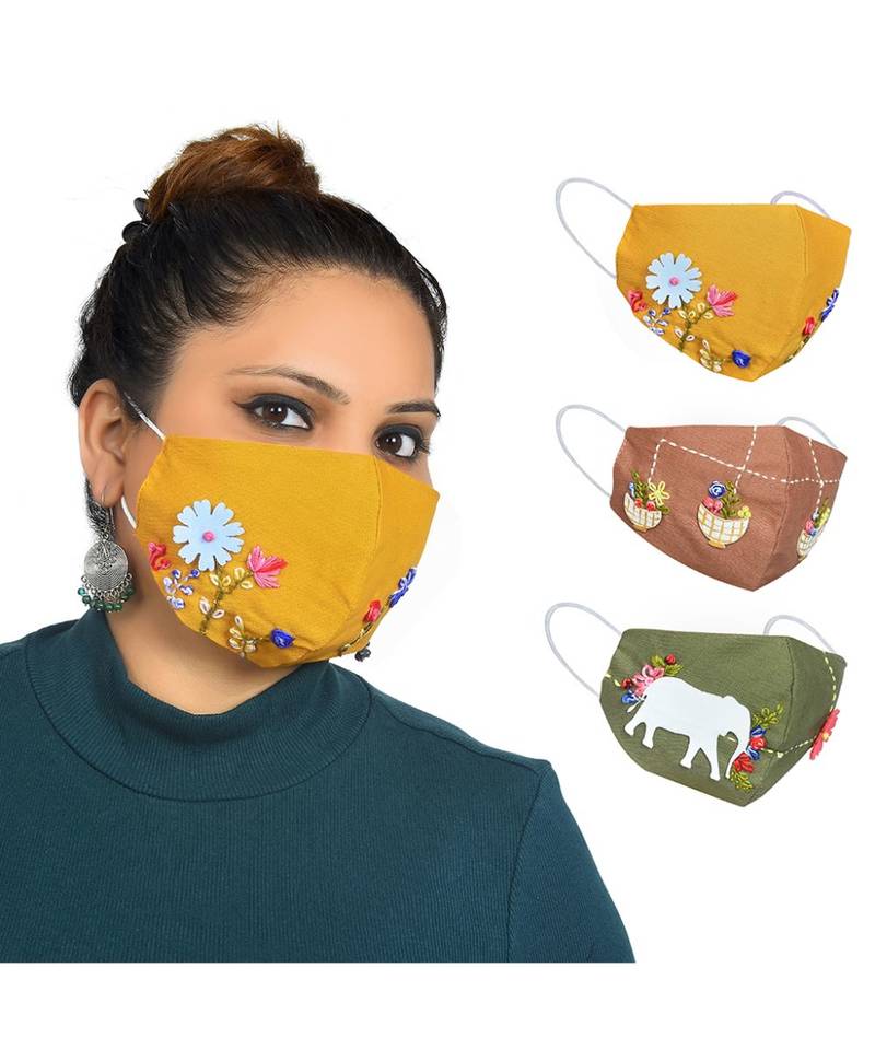 Handcrafted Designer Mask (Pack of 3)