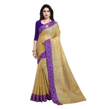 Purple woven art silk saree with blouse 1