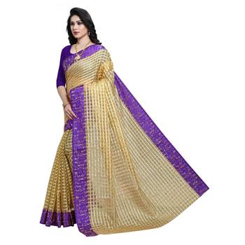 Purple woven art silk saree with blouse 2