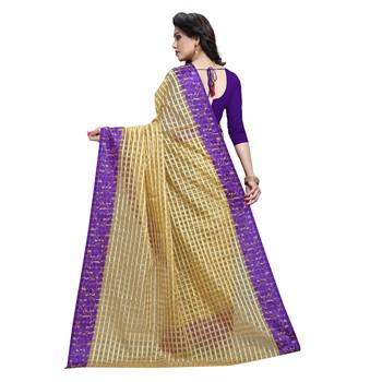 Purple woven art silk saree with blouse 3