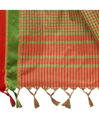 Beige woven Cotton saree with blouse 4