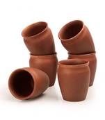 (Set of 6) Ceramic Small Size 9 (Approx 100 ml) Earthen Glazed Mitti Clay Kulhad Kullad Kullar Matka