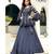 Designer Partywear Navy Blue Kiwi Silk With Embroidery Work Crop Top Lehenga