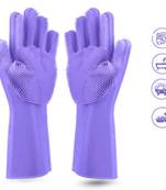 Silicon Washable Cleaning Gloves multi use Scrubbing Gloves(1 Pair)
