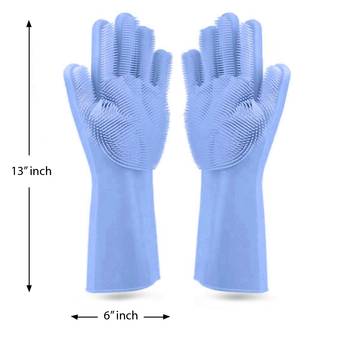 Silicon Washable Cleaning Gloves Combo 1 Pair of Pink And 1 Pair of  Light Blue multi use Scrubbing Gloves(2 Pack of ) 3