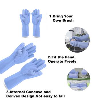 Silicon Washable Cleaning Gloves Combo 1 Pair of Pink And 1 Pair of  Light Blue multi use Scrubbing Gloves(2 Pack of ) 4